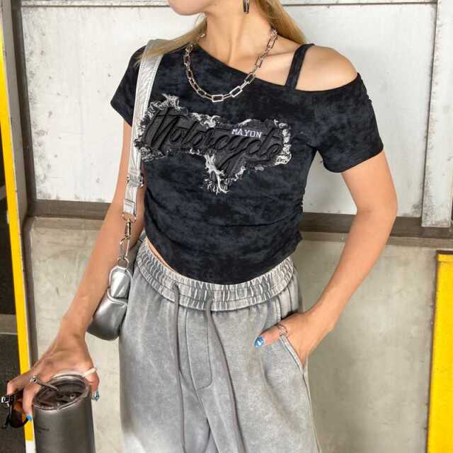 デニムロゴワンショルダーTシャツ