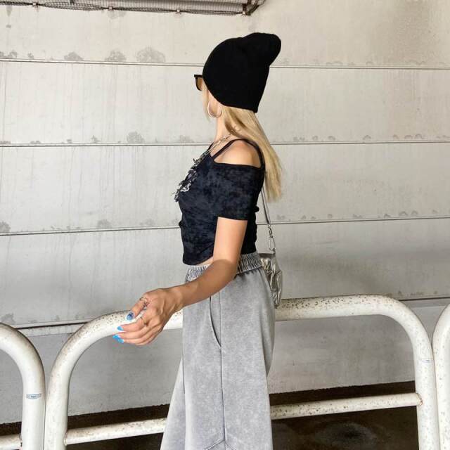 デニムロゴワンショルダーTシャツ
