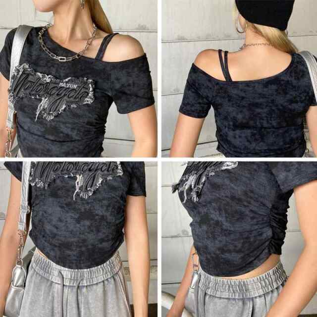 デニムロゴワンショルダーTシャツ