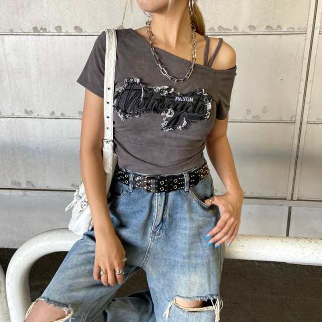 デニムロゴワンショルダーTシャツ