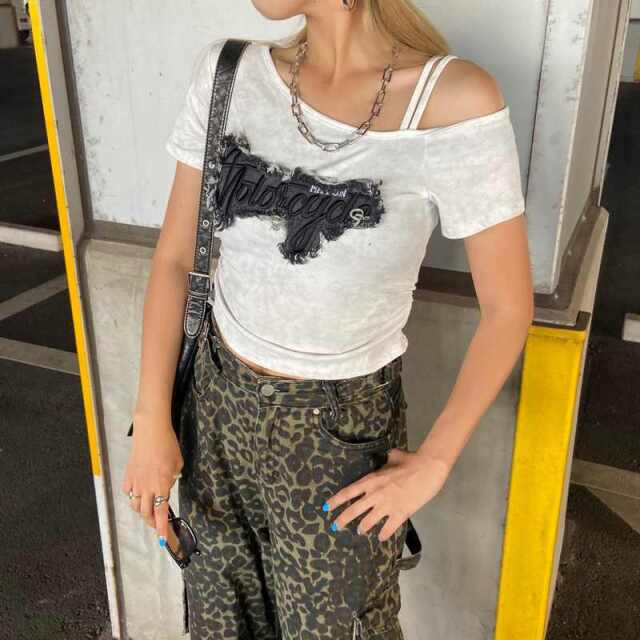 デニムロゴワンショルダーTシャツ