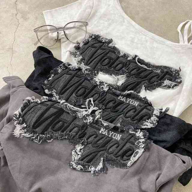 デニムロゴワンショルダーTシャツ