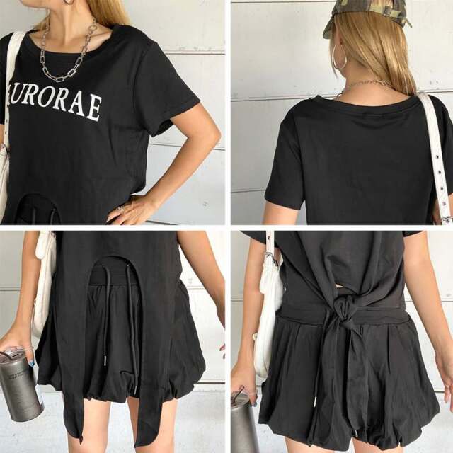 ロゴTシャツ・バルーンスカートセットアップ