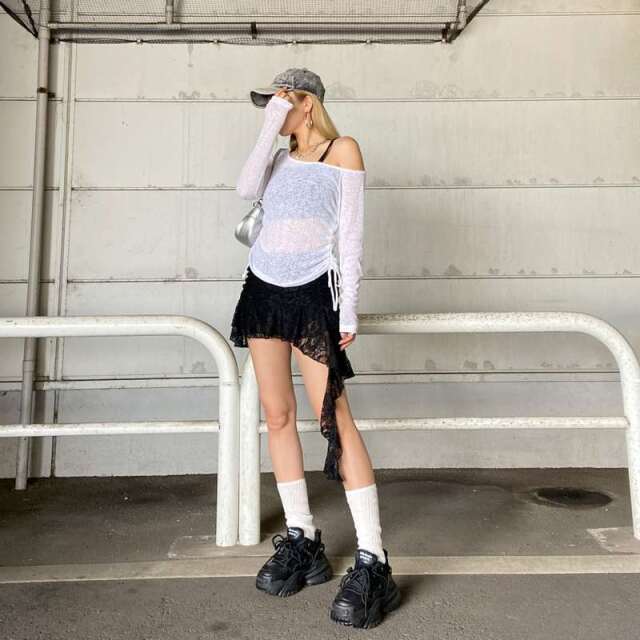 レースイレヘムミニスカート