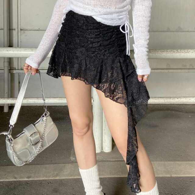 レースイレヘムミニスカート