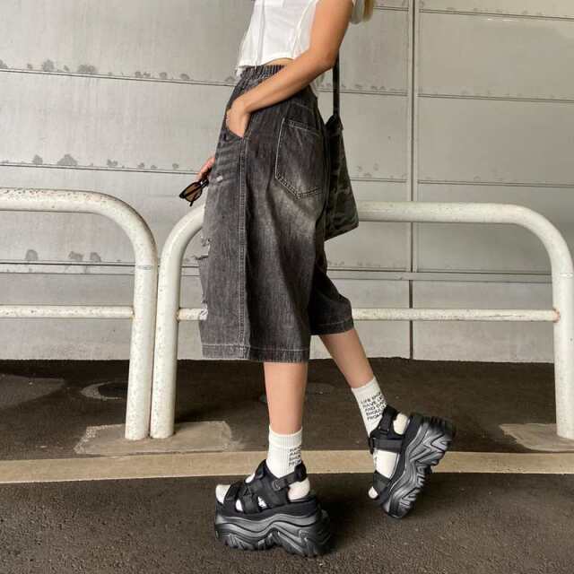 デニムダメージハーフパンツ