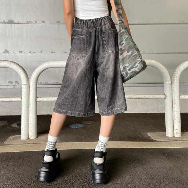 デニムダメージハーフパンツ
