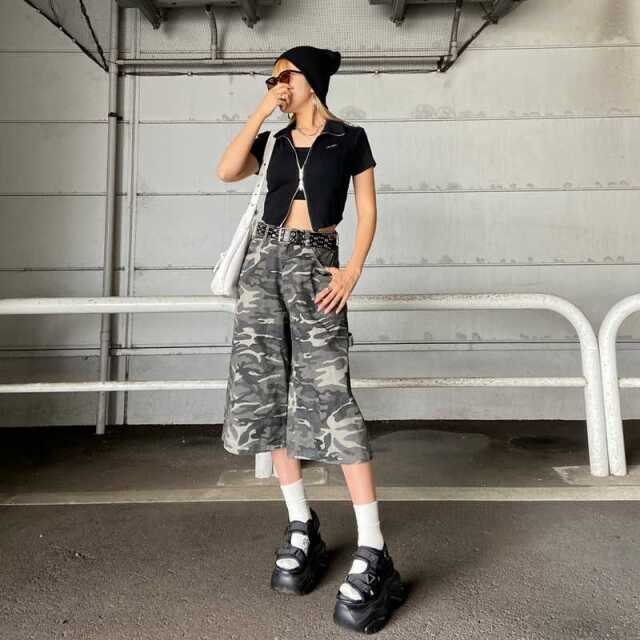 迷彩 デニム ハーフパンツ 七分丈 ルーズ 夏 ストリート hr9646 迷彩 デニム ハーフパンツ 七分丈 ルーズ 夏 ストリート hr9646
