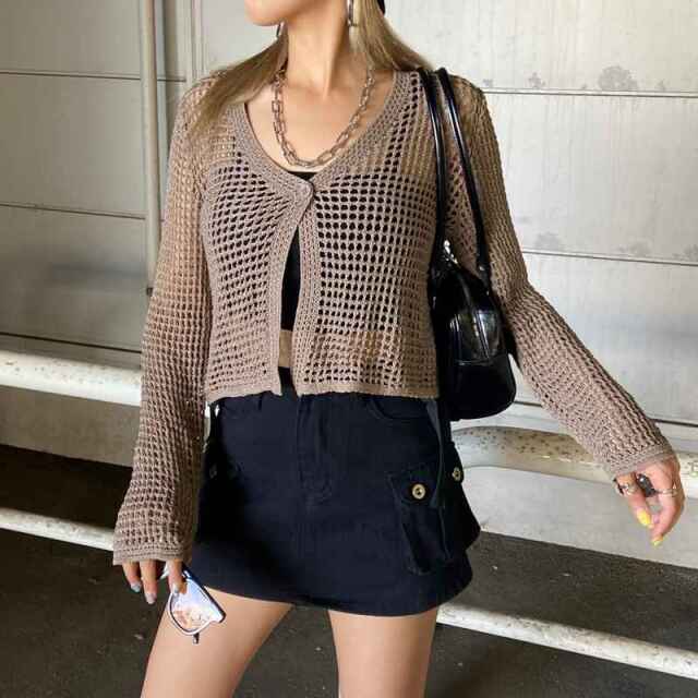 透かしカーディガン