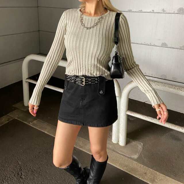 リブショートトップス