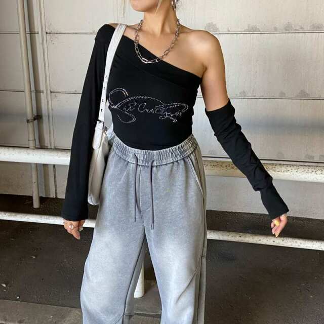 ワンショルストーンロゴアームウォーマーTシャツ