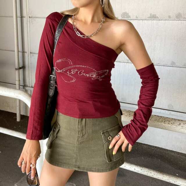 ワンショルストーンロゴアームウォーマーTシャツ