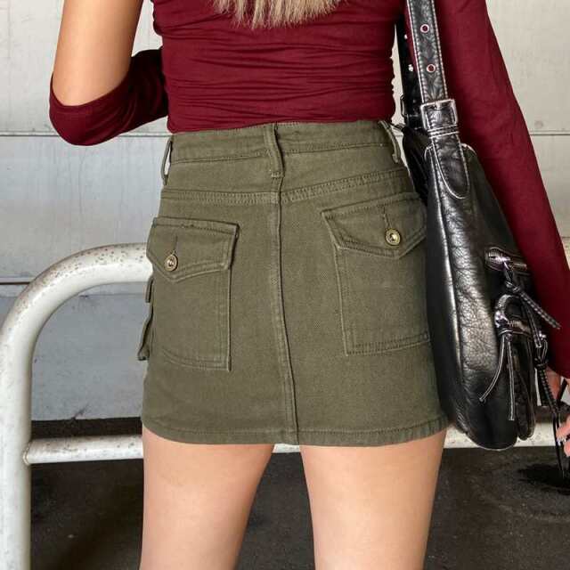 ウエストベルトツイルスカート