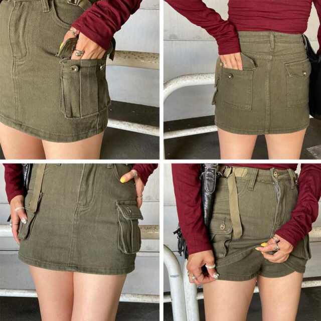 ウエストベルトツイルスカート