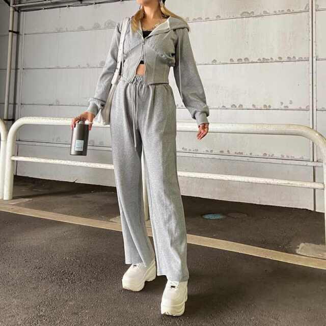 フードロゴ刺繍パーカー・パンツセットアップ