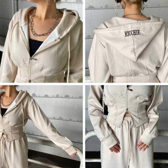 フードロゴ刺繍パーカー・パンツセットアップ