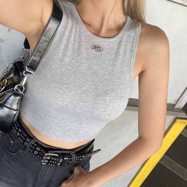 シルバープレートリブタンクトップ