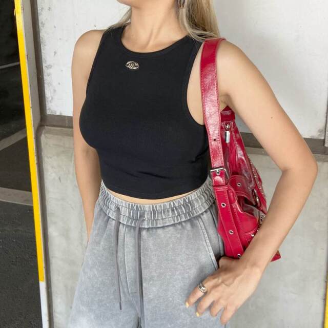 シルバープレートリブタンクトップ
