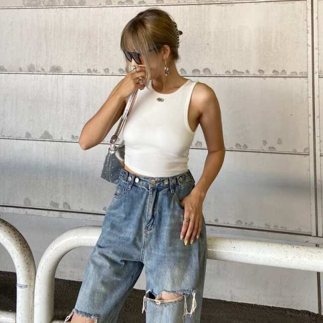 シルバープレートリブタンクトップ