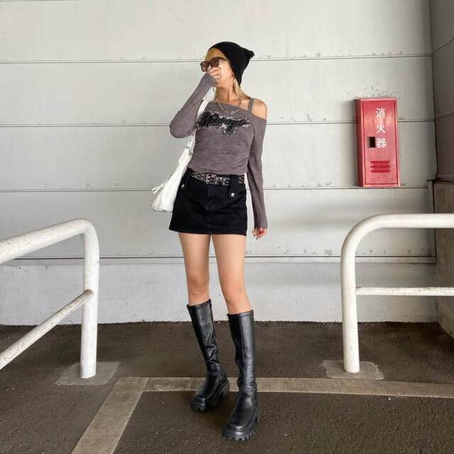 デニムロゴワンショルダーTシャツ