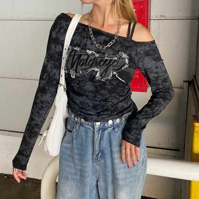 デニムロゴワンショルダーTシャツ