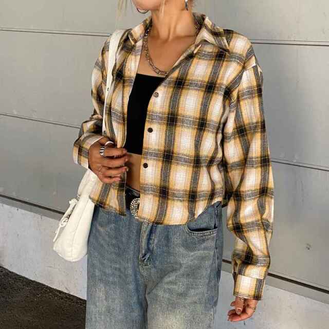 ショートチェックシャツ