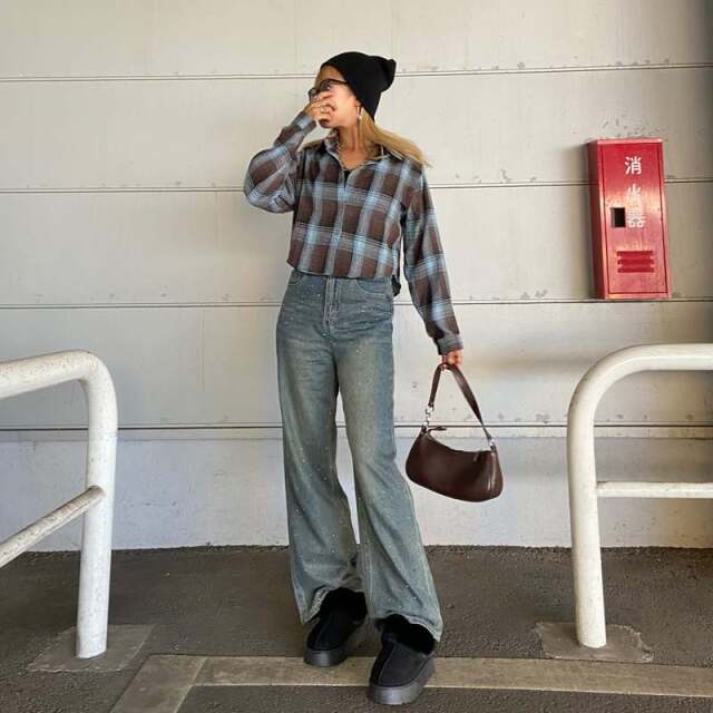 ショートチェックシャツ