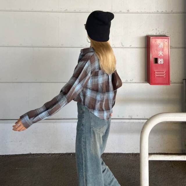 ショートチェックシャツ