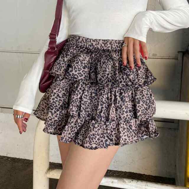 ヒョウ柄ティアードスカート