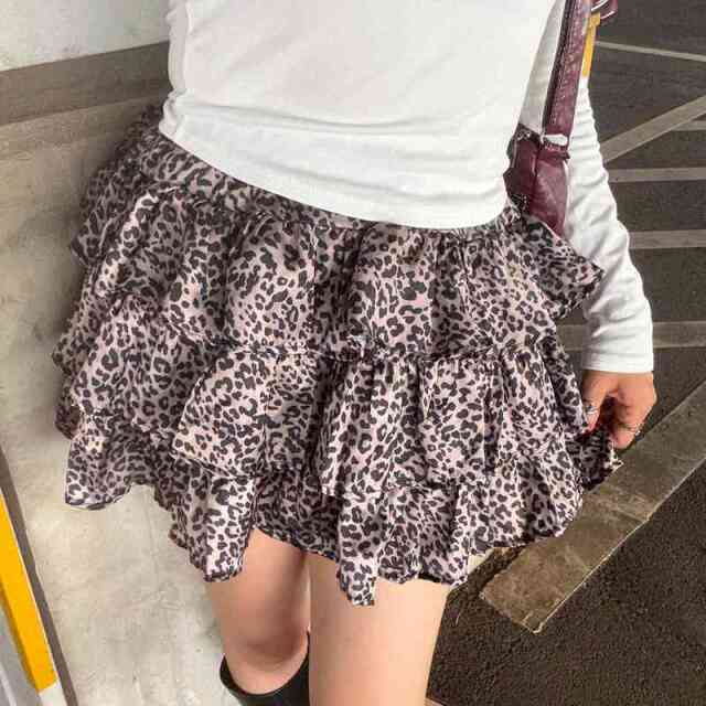 ヒョウ柄ティアードスカート