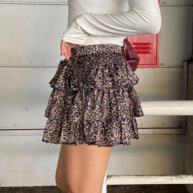 ヒョウ柄ティアードスカート