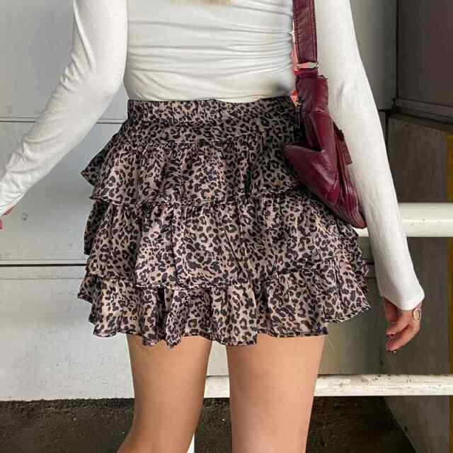 ヒョウ柄ティアードスカート