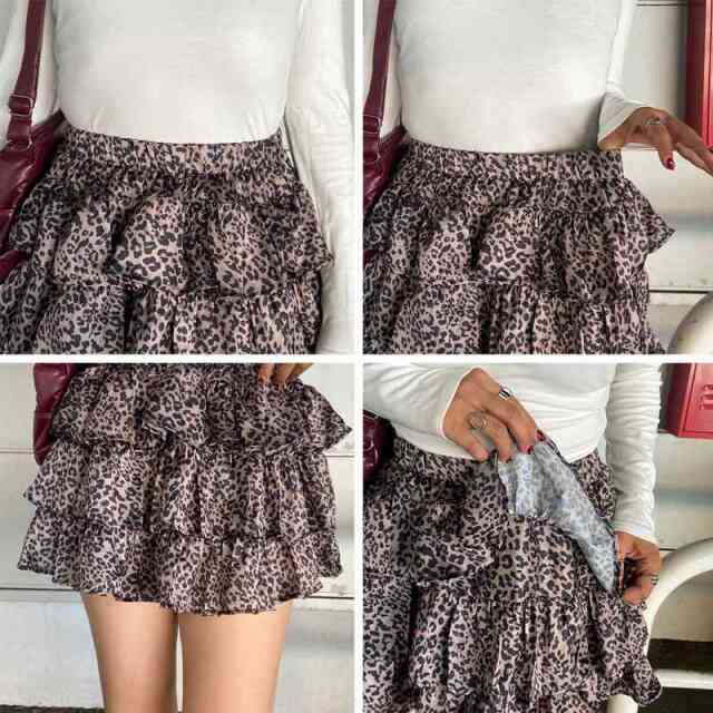 ヒョウ柄ティアードスカート
