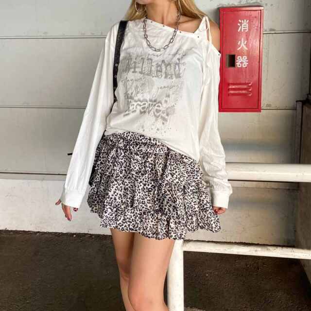 ヒョウ柄ティアードスカート