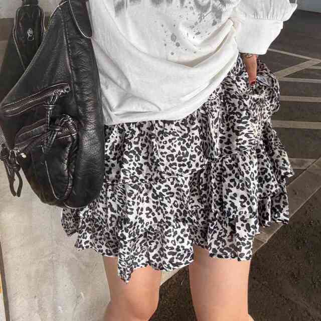ヒョウ柄ティアードスカート