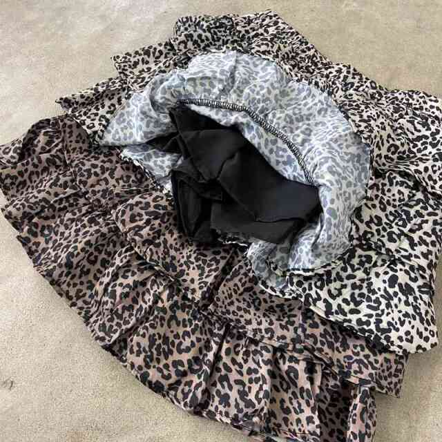 ヒョウ柄ティアードスカート