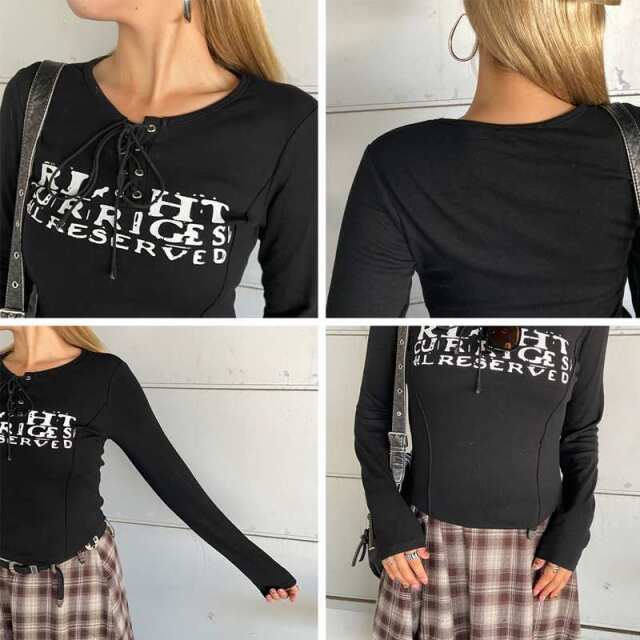 ロゴレースアップTシャツ