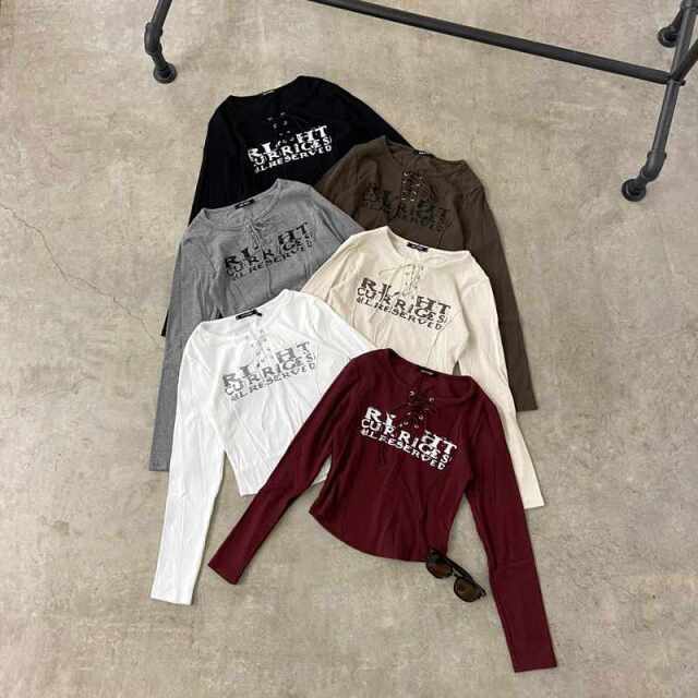 ロゴレースアップTシャツ