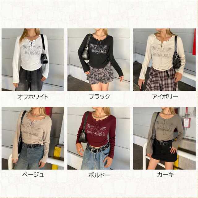 リベットモチーフロゴレースアップトップス