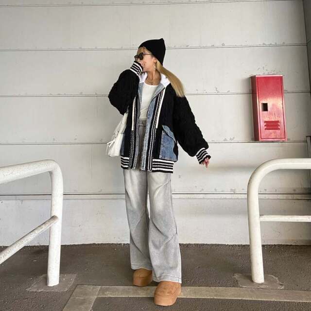 non-hedge ケーブルニットデニム切替フード|TiMTiMオンラインストア