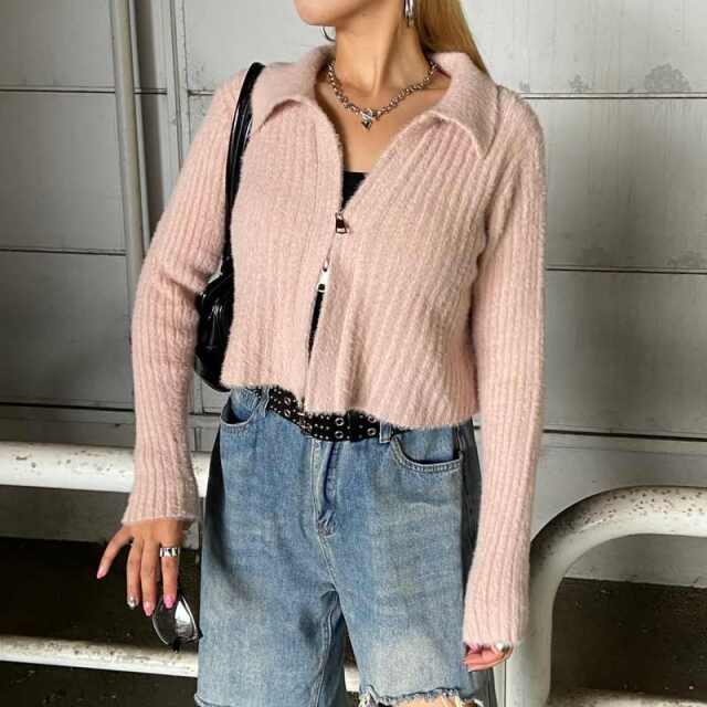 WZIPシャギーニットポロ