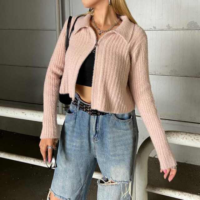 WZIPシャギーニットポロ