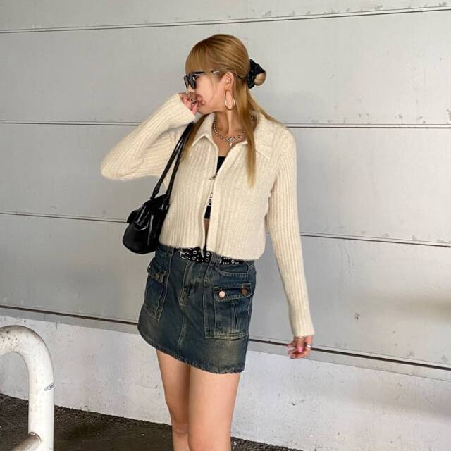 WZIPシャギーニットポロ