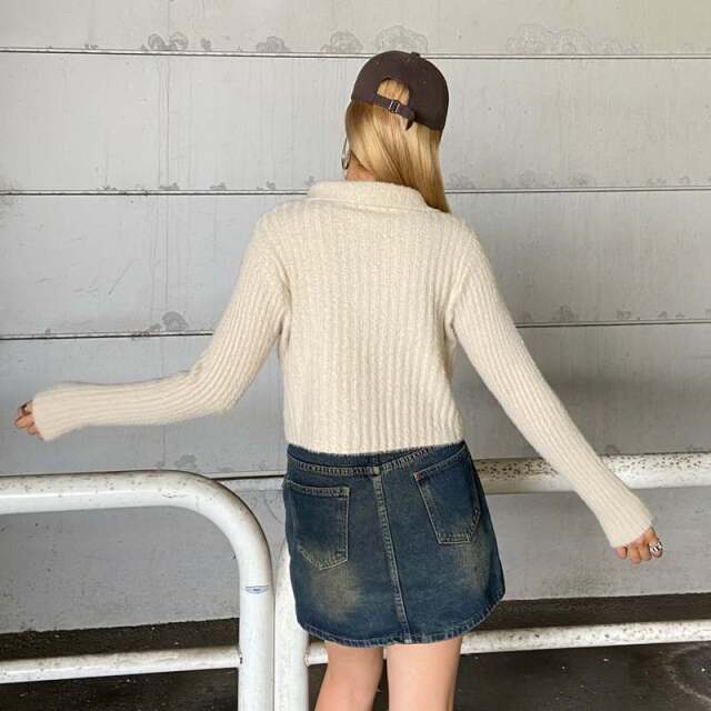 WZIPシャギーニットポロ