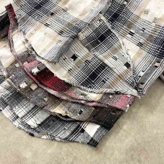 ダメージチェックシャツ