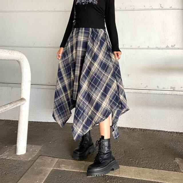 イレヘムチェックロングスカート