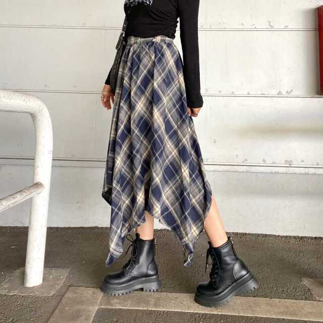 イレヘムチェックロングスカート