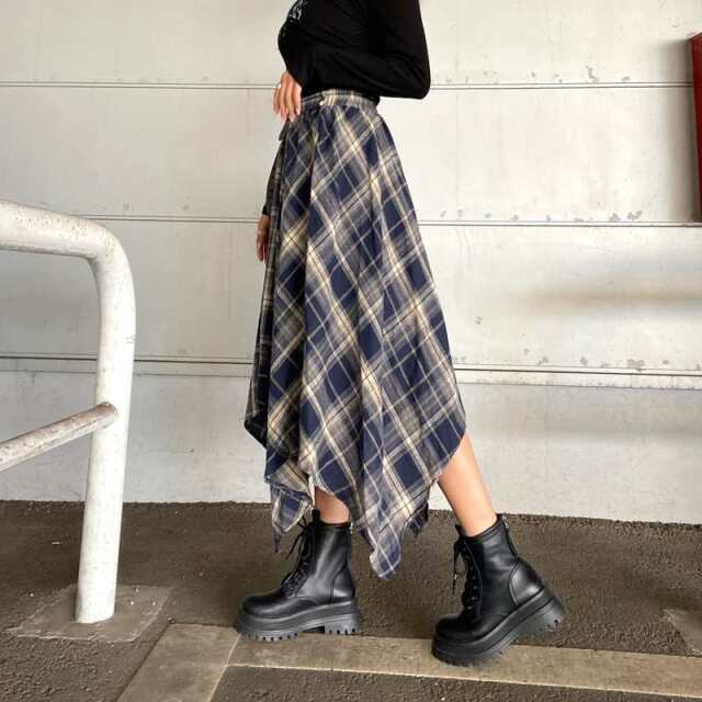 イレヘムチェックロングスカート