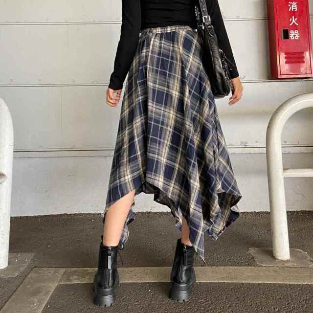 イレヘムチェックロングスカート