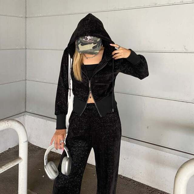 ラメZIPパーカー・パンツセットアップ
